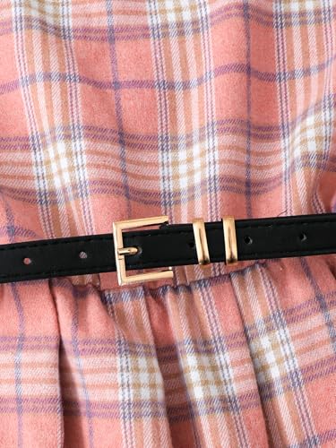 Image of PureChapter Girls' Preppy Clothes Plaid Vest Dress Cardigan Jacket Belt Cute Kids Clothes 7-14Y Green