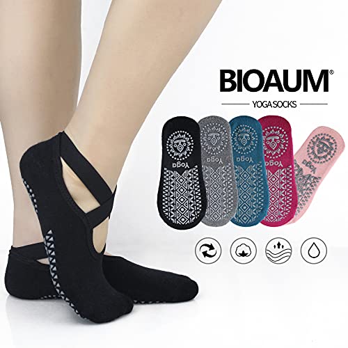 Bioaum 5 Pairs Non Slip Yoga Socks For Women,Anti-Skid Socks For Pilates,Barre,Dance #TOP1