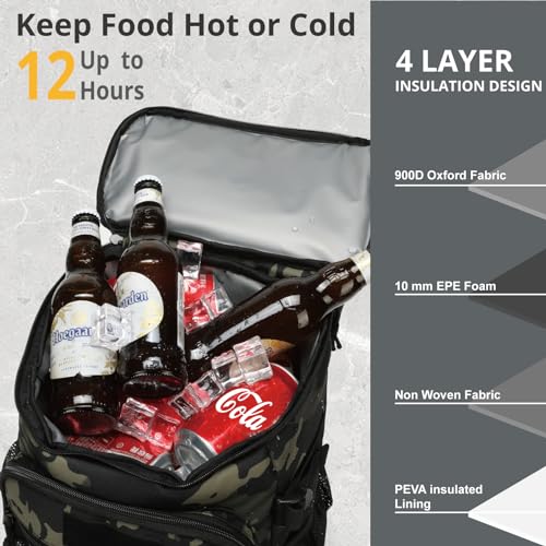 Image of 25L Insulated Cooler Backpack Water-Resistant Molle Cooler Bag for Camping