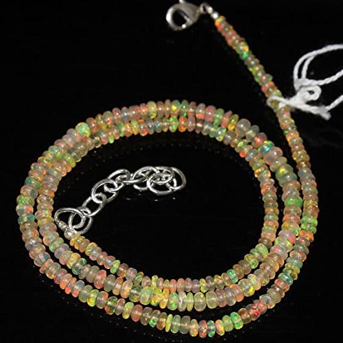Collier opale de feu d'Éthiopie en perles rondelles lisses de 3-4mm pour création de bijoux