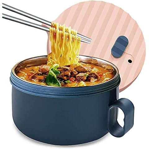 VniYors Juego de cuencos de ramen de acero inoxidable con tapa Cover