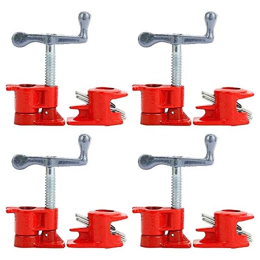 Yaetek (4 Pack) 3/4" Wood Gluing Pipe Clamp Set Heavy Duty Woodworking Cast Iron Clamps