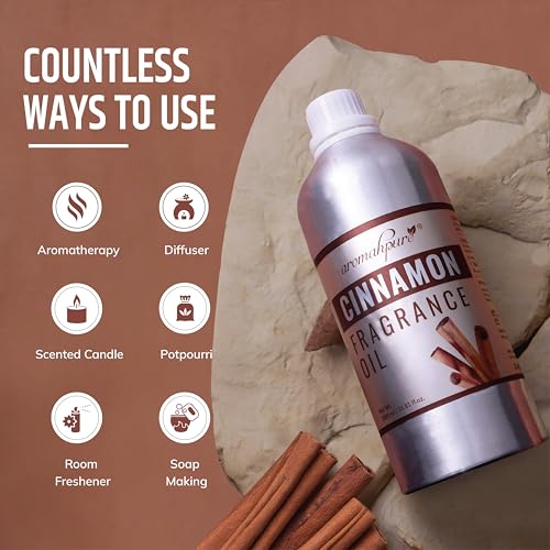 Image of Aromahpure Cinnamon Aroma Oil | 1 liter Undiluted & Natural | Long-Lasting Scent for Aromatherapy, Candle & Soap Making, Diffusers, Room Freshener, Humidifier, Bathroom Revitalizer & Home Essentials