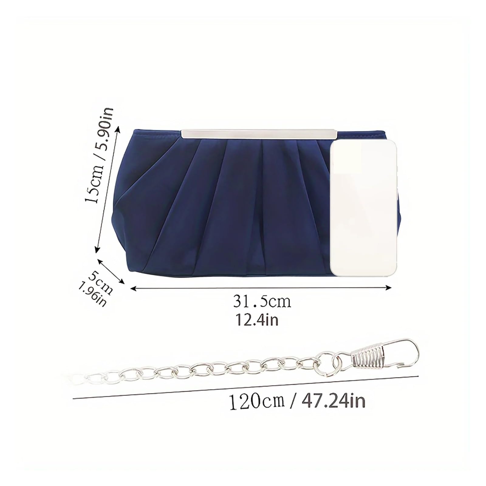Pochette da sera Pochette da sera, borsa pranzo in seta e poliestere plissettata, donna semplice capiente, di grande capacità Per gli appuntamenti