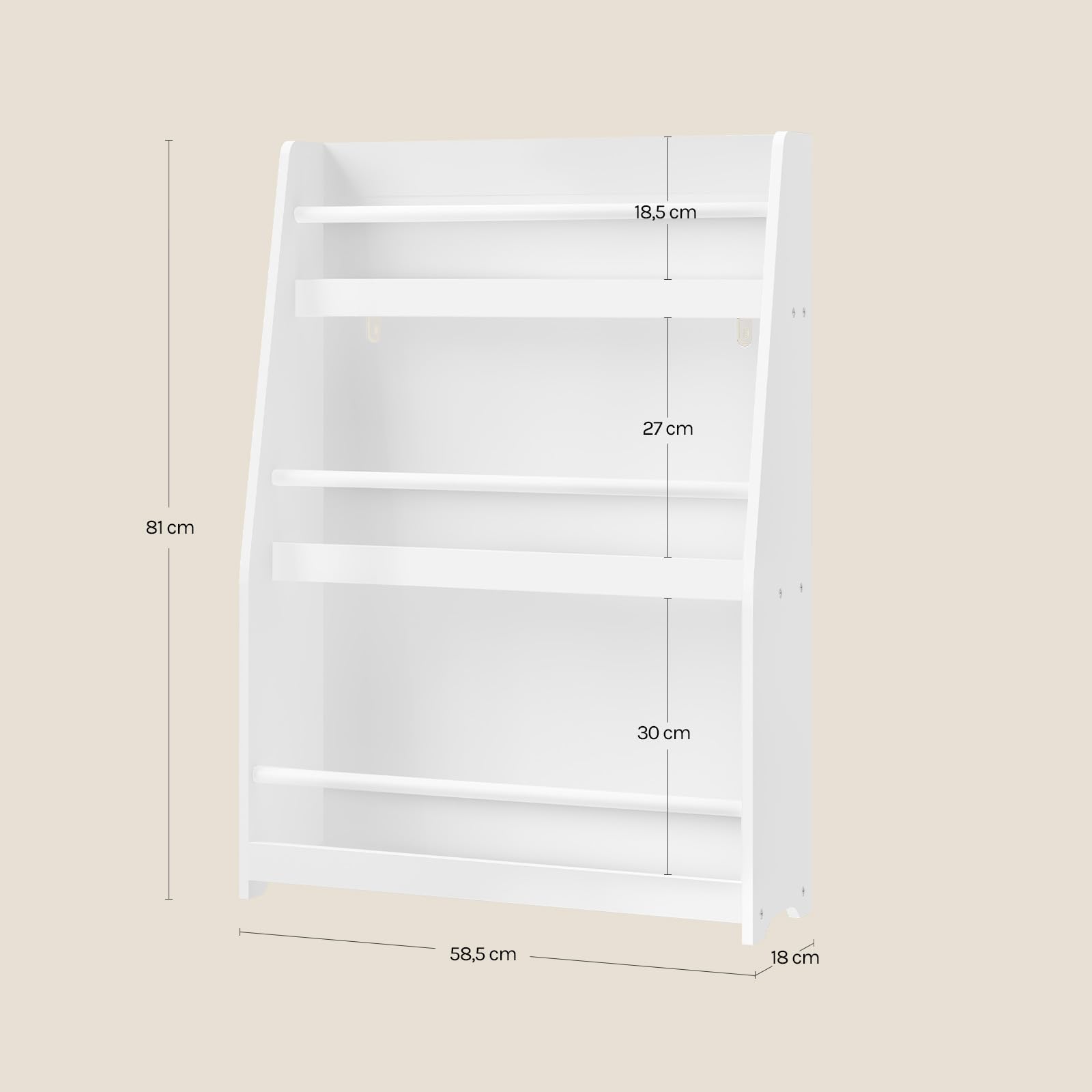 WOLTU Libreria per Bambini, Scaffale Porta Libri | 3 Ripiani, Organizzatore per Cameretta dei Bimbi, in MDF e Legno di Pino, Bianco