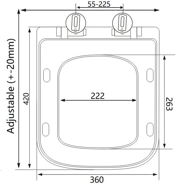 Square Toilet Seat Soft Close Toilet Seat Mute Seat Cover Quick Release Loo Seat Easy Cleaning Easy Installation with Top Fixing & Adjustable Hinges 42L x 36W cm Plastic AAN® - Image 3