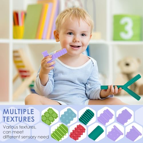 Image of ERKOON Sensory Chew Toys for Autistic Children, 5 Pack Silicone Chewy Tube Oral Motor Tools for Sensory Kids with Autistic, Biting ADHD, SPD, Nursing Teething Toys