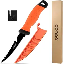 Faca de filé de pesca, lâmina de aço inoxidável flexível afiada de 12,4 a 23 cm, facas de nível profissional para filetagem e desossar carne, alças antiderrapantes, inclui bainha protetora e