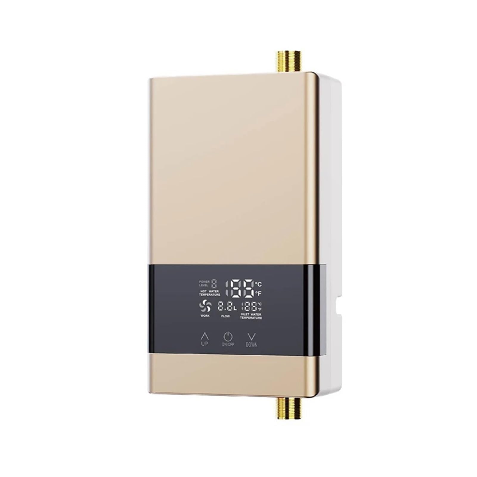 Instant Water Heater Bathroom Kitchen Wall Mounted Electric Water Heater with Remote Control LCD Temperature Display Compact and Durable(110 4000W Gold)