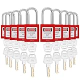 WUWEOT 10 Pack Lockout Tagout Locks, Keyed Different Red Loto Safe Padlocks, OSHA Compliant Safety Locks with Keys for Lock Out Tag Out Stations and Devices
