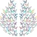 144 Pegatinas de Pared de 3D Mariposa Pegatinas Murales de Mariposa Separable con Hueca Manualidades Decorativas de Arte de Pared DIY, 3 Estilos (Color de Arcoíris)