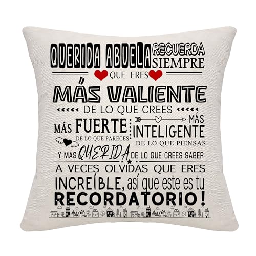 Bommex Querida Abuela Recuerda Siempre Que Eres más Valiente de lo Que Crees Regalo de inspiración Funda de cojín para la Abuela Día de la Madre Cumpleaños Navidad Regalo Recordatorio(Querida Abuela)