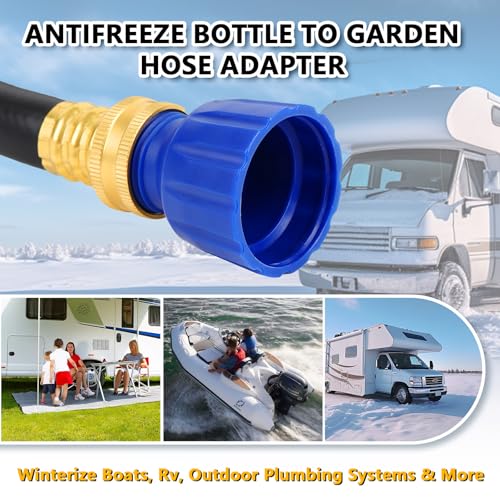 Image of Lettry Garden Hose to Antifreeze Bottle Adapter Kit, Rv Winterizing Kit, Multifunctional 3 /4'' Hose Male to Female for RV, Camper, Marine & Garden Hose