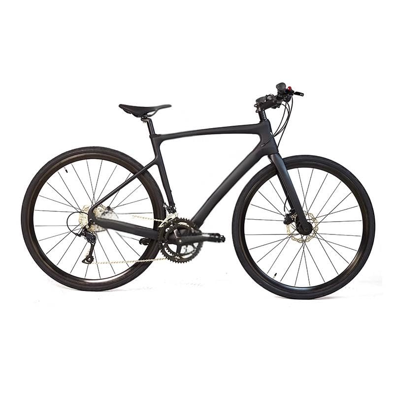 Bicicleta De Ciudad Carbon Hombres Mujeres Bicicleta Híbrida Urbana para Viajeros, Shimano De 16 Velocidades con Freno De Disco Bicicleta De Carretera M/700C/18speed