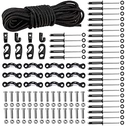 Deck Rigging Kit Accessory - 19.7 FT Bungee Cord with Deck Loops Tie Down Pad Eyes and J - Hooks and Bungee Cord Hook Screws & Rivets for Kayaks Canoes Boat