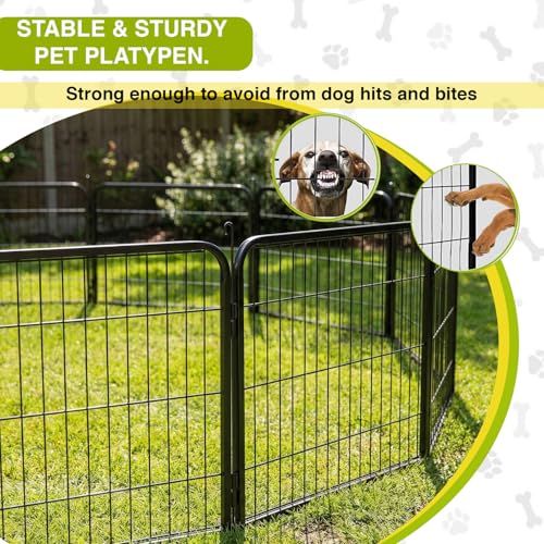 Image of BestPet Dog Playpen 24 Inch 16 Panels Heavy Duty Metal Pet Exercise Pen Indoor Outdoor Fence Panels Anti-Skid Expandable Design