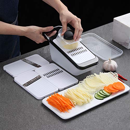 Cortadora manual de vegetales multifuncional con contenedor miniatura 1