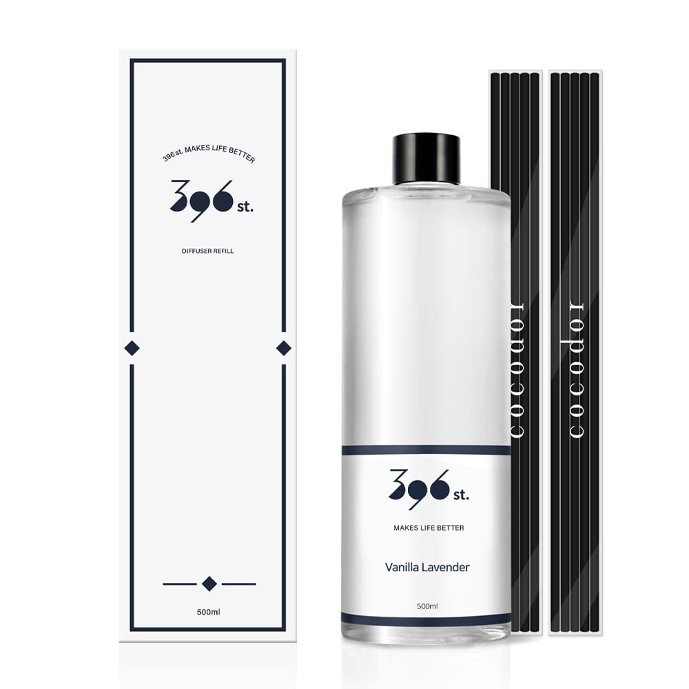 396 st. Reed Diffuser Oil Refill, Vanilla Lavender(Also Known as Garden Lavender), 16.9oz(500ml), 10 Fiber Reed Sticks/Home Fragrance, Scented Oil Refills, Oils for Reed Diffuser, Home Décor