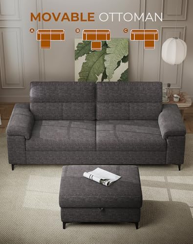 Image of 88.97 inch L Shaped Sectional Couches Deep Seat Sofa for Living Room(Dark Gray)