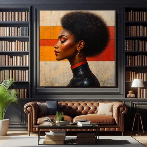 Toile de femme noire afrocentrique avec cadre intérieur en bois et toile premium