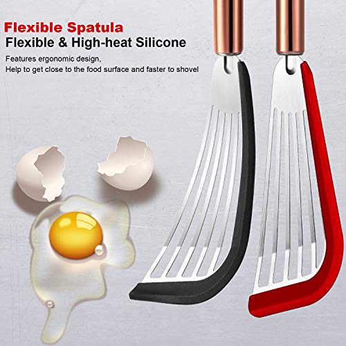 Boao BOAO-U-SLOTTED SPATULA-02 2 Pieces Slotted Spatula Flexible Stainless Steel Spatula thumb #2