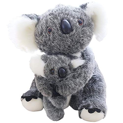 FIASHCN Cute Simulation Koala Plush Toys kawaii Mini Koala Pillow Stuffed Animal Dolls Room Decor for Kids Baby Birthday Gift 13-28cm Mom and Baby (Grey)