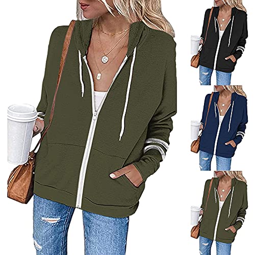 Wirziis Lightweight Zip Up Hoodies For Women Hooded Sweatshirts Long Sleeve Drawstring Thin Jacket Tops With Pockets #TOP4