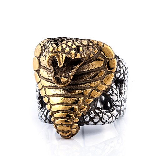 ZMY Home Mens Fashion Jewelry Rings, 316L Stainless Steel Cobra Snake Design Animal Ring for Men (12)