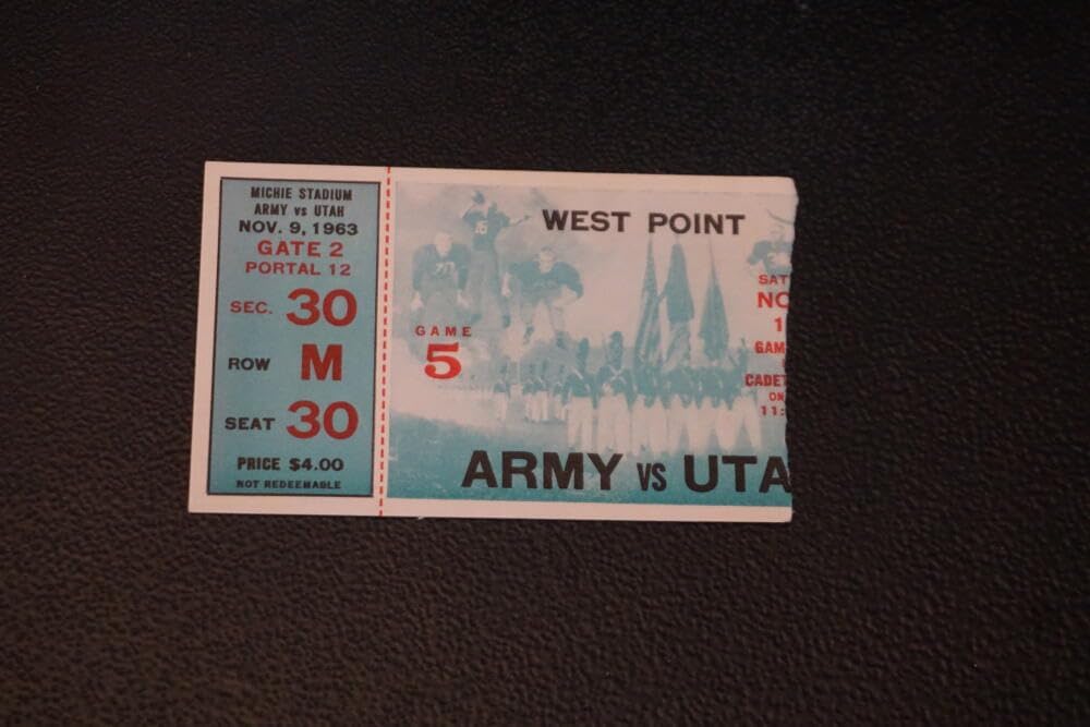 1963 UTAH AT ARMY COLLEGE FOOTBALL TICKET STUB