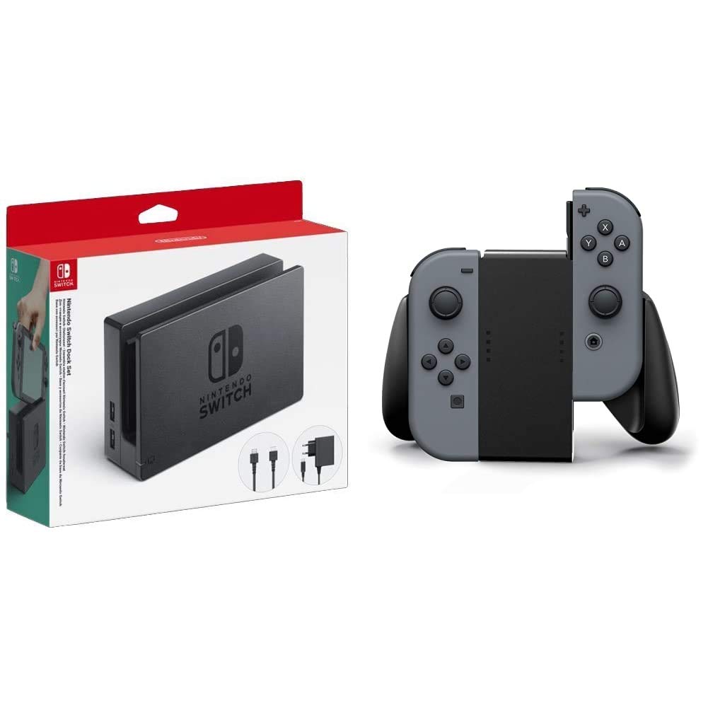 Nintendo Switch Dock Set & PowerA Switch Joy-Con Comfort Grip (Schwarz)