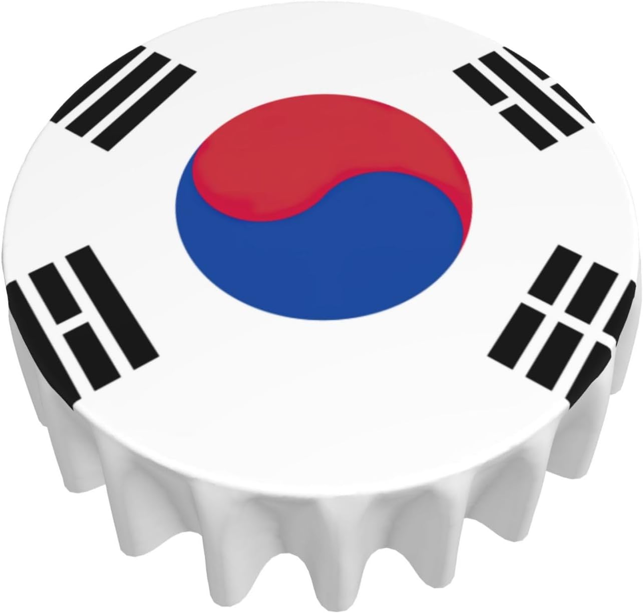 Flag of Republic of Korea Print Wrinkle Free Dining Table Cover for Birthday Party Farmhouse Tablecloths Up to 60 x 60 Inches