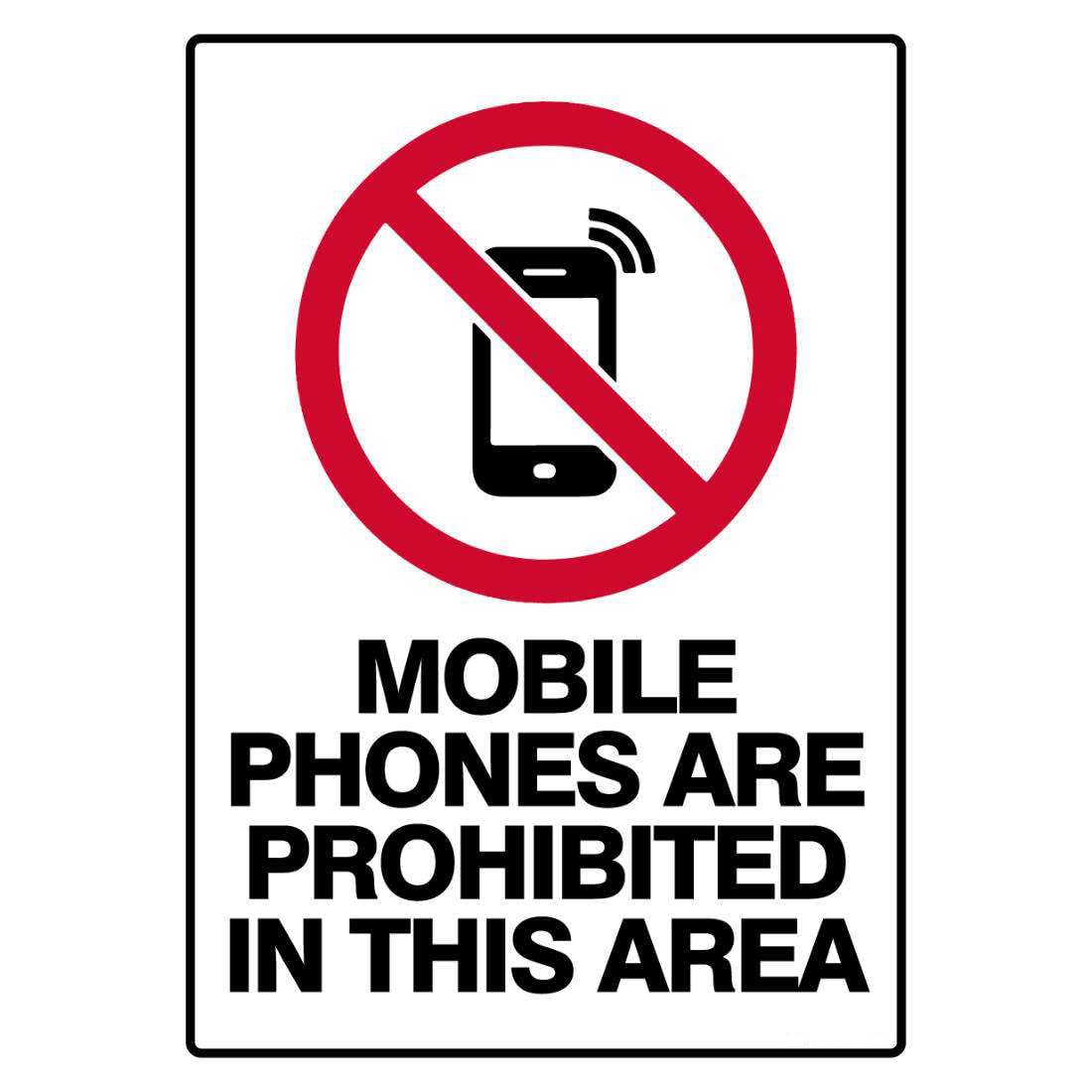 Prohibition Safety Sign - Mobile Phones Are Prohibited In This Area Metal Tin Sign 8 x 12 inch for Industrial & Commercial