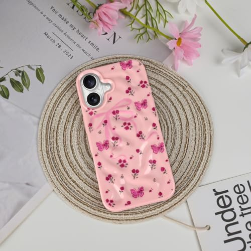 Coque iPhone 16 rose fleurs et nœuds le cadeau romantique idéal - 3