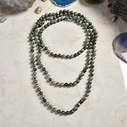 MGR MY GEMS ROCK! 60 Inch Polished Genuine African Turquois Multi-layer Long Endless Infinity Beaded Necklace. - Image 3