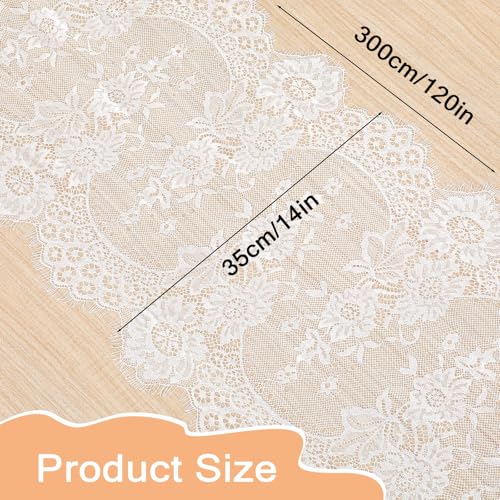 Chemin de table mariage dentelle blanche long 304 cm style vintage