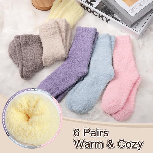 Image of Loritta 6 Pairs Womens Fuzzy Socks, Winter Warm Fluffy Slipper Socks