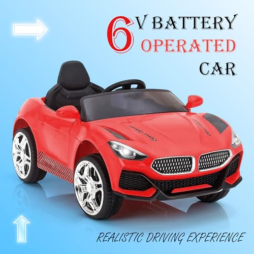 Image of Little Rides Battery Operated Car for Kids, Ride on Toy Car with Music & Light | Baby Big Jeep Rechargeable Battery | Kids to Drive 1 to 5 Years Boy Girl (Red)