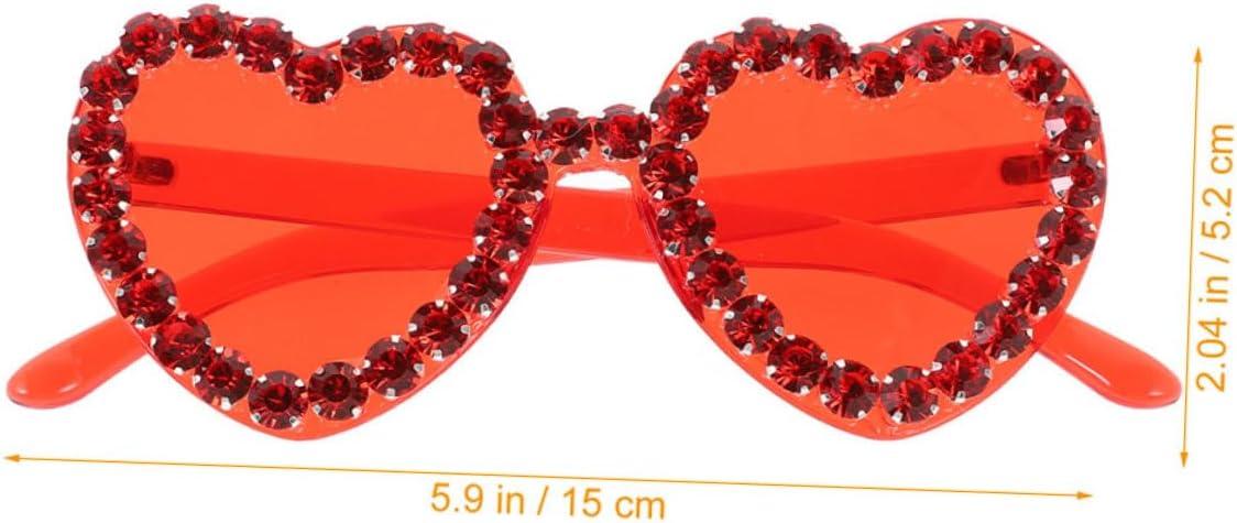 Heart Sunglasses for Women 2pcs Set, Rimless Pink and Deep Red Crystal Frame, Party and Wedding Beach Eyewear, Trendy Women's UV Protection Sunglasses