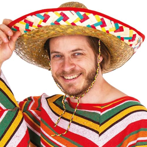 P'TIT CLOWN - 95417 - Sombrero Paille - Chapeau Mexicain Adulte Unisexe - Accessoire de...