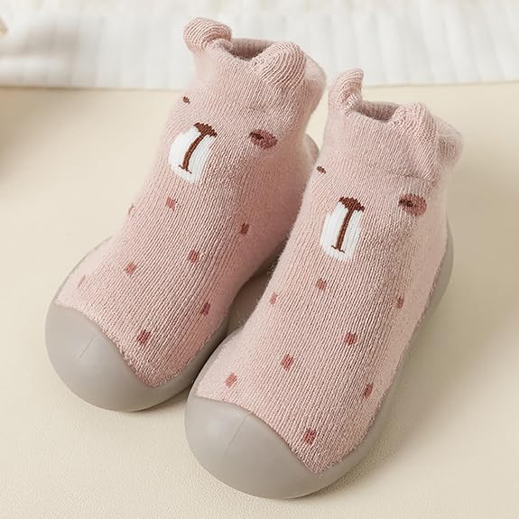 SHRBI Unisex Babies Infant First Walking Toddler Socks with Non-Slip Soft Sole Warm Baby Socks Ankle Boots Cartoon Design Children Shoes 8 51tU7lGYKrL