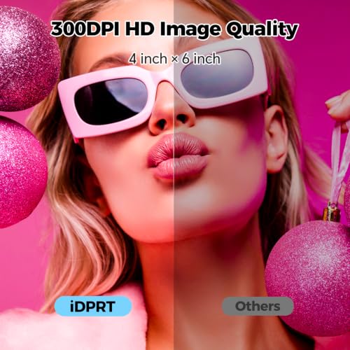 Image of iDPRT 4x6 Photo Printer, Portable Color Picture Printer, Thermal Sublimation Mini Picture Printer, Bundle 108 Sheets Photo Paper & 2 Ribbon Cassette, Photo Printer for iPhone & Android, White