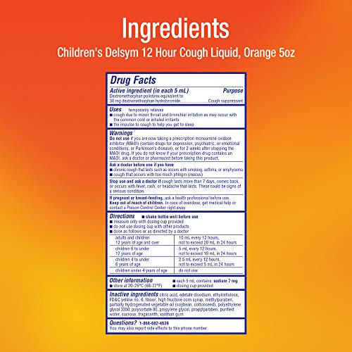 Delsym Children's 12 Hr Cough Relief Liquid, Orange, 5oz