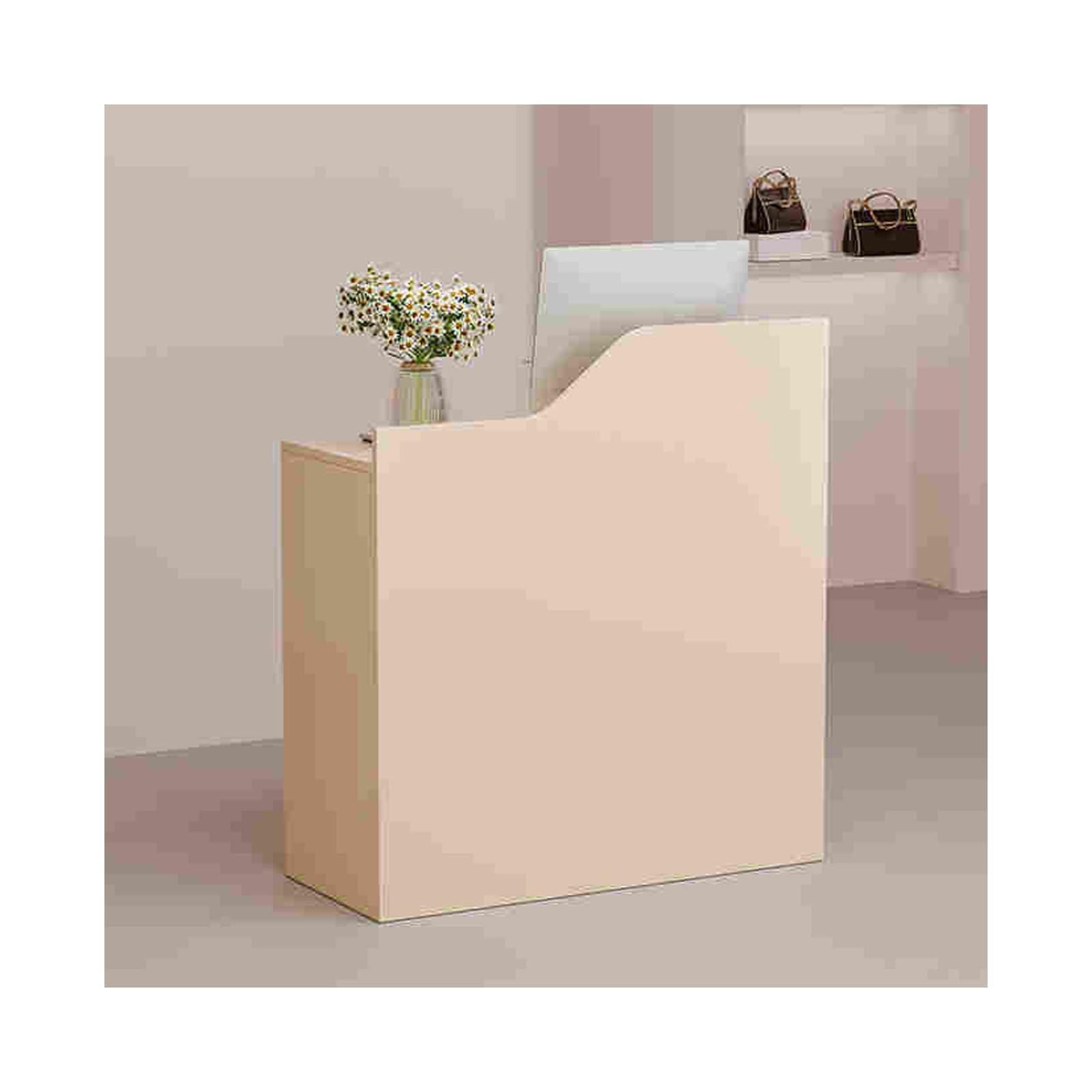 Bureau de réception abricot de 80 cm avec tiroir verrouillable – Solution moderne pour salons de beauté, salons de manucure et salons de coiffure – Finition élégante