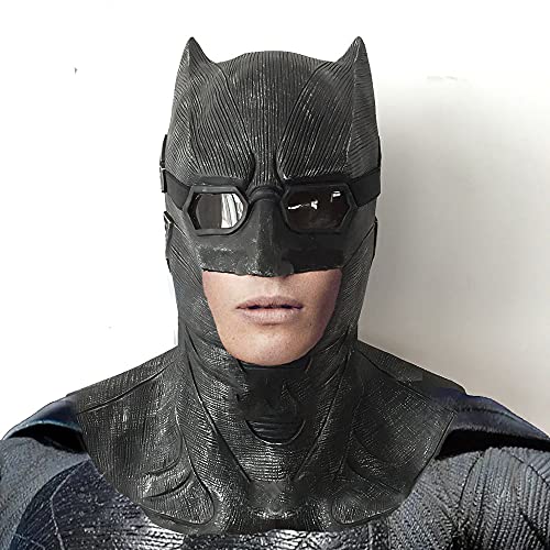 Justice League Batman with Glasses TDK The Dark Knight Cosplay Full Overhead PVC Mask Halloween Helmet Fancy Prop (JL BATMAN with Glasses)