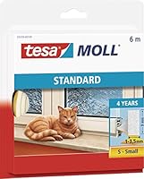 tesamoll STANDARD I-Profil - Schaumstoffdichtung zum Isolieren von Spalten im Haushalt, selbstklebend - Weiß - 6 m x 9 mm x 4 mm