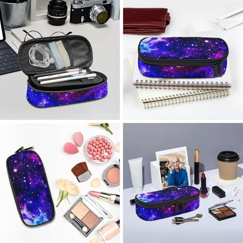 Image of Galaxy Starry Sky Stars Pencil case for Student Girl Boy, Large Capacity Pencil Pouch with Zipper Compartments, Cosmetic Makeup Bag Organizer for School Supplies Office Home
