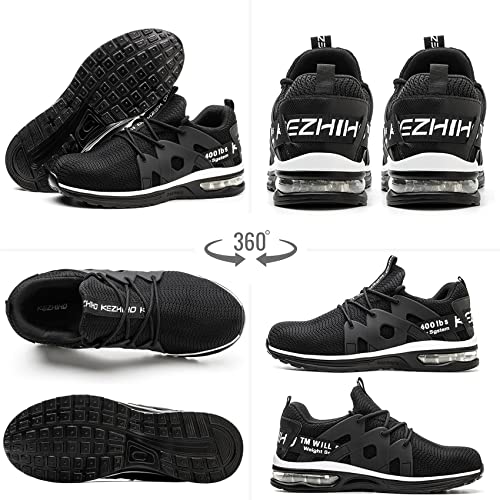 Image of Kezhiho Steel Toe Shoes for Women Air Cushion Lightweight Work Shoes Comfortable Breathable Puncture Proof Slip Resistant Sneakers Indestructible Construction Industrial Safety Shoes