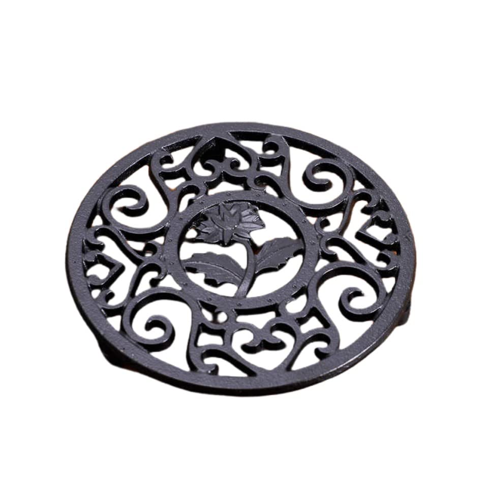 Kamashiki Ironware, Nambu Ironware Teapot, Bottle, Iron Pettle, Swirl, Trivet, Anti-Slip, Round Shape (Tea Pot Mat C) : Home & Kitchen