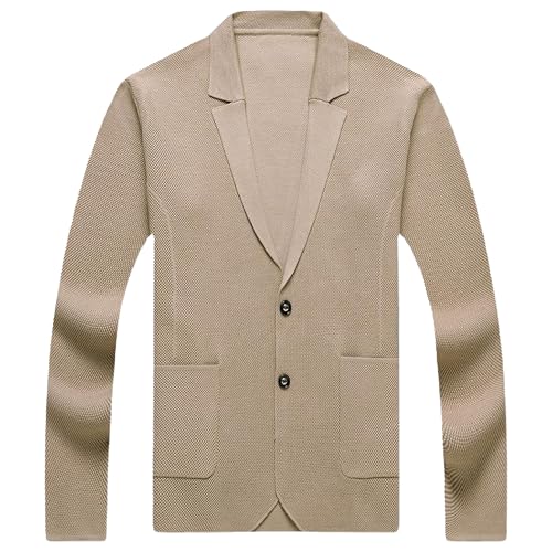 Men's Blazer Collar Button Down Sweater Relaxed Fit Knit Cardigan Sweater Fashion Casual Lightweight Sweaters