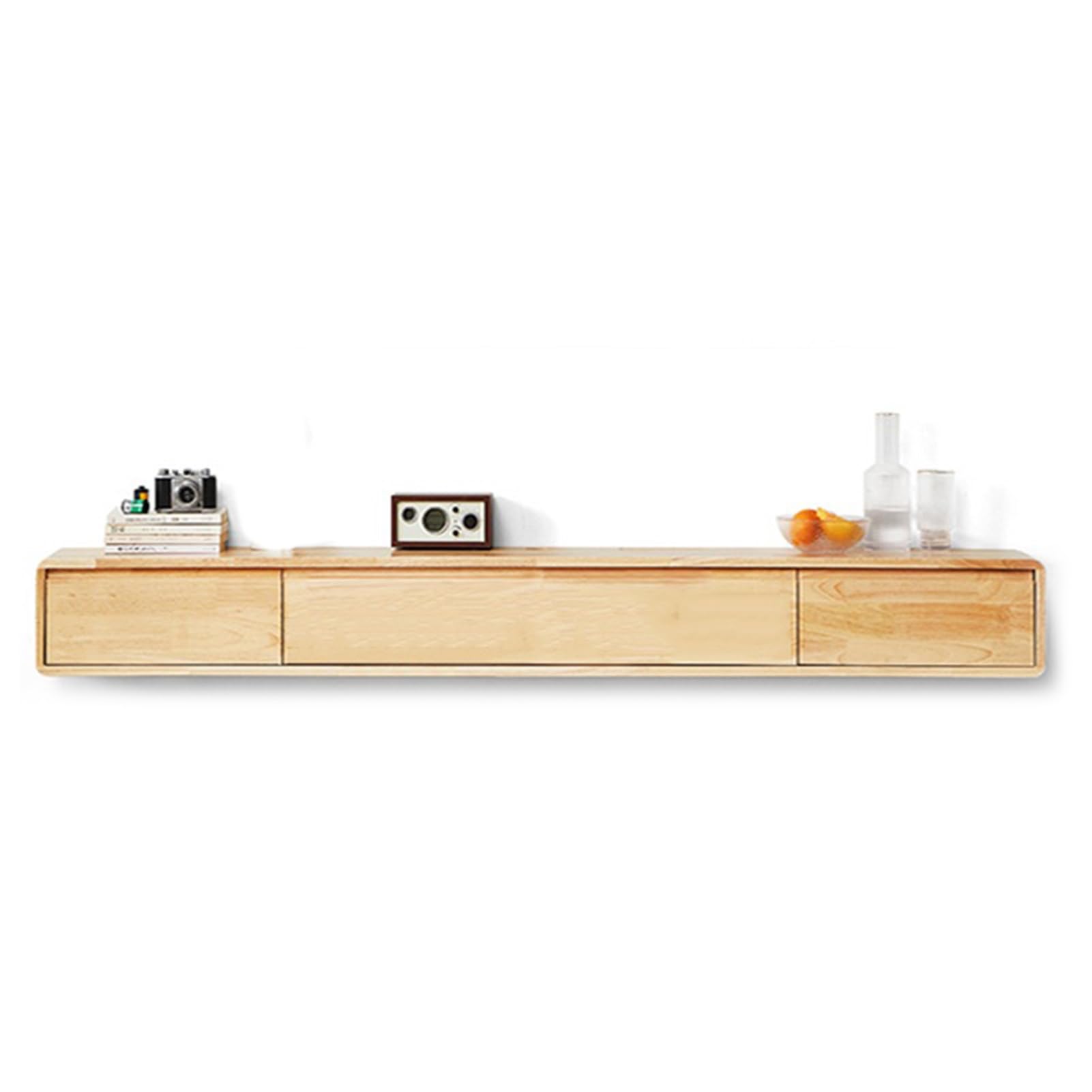 Schwebender TV-Ständer aus Massivholz mit großen Türen, moderner Wandmontage, TV-Schrank, Regale für Unterhaltung, Media-Center, großer Stauraum, TV-Bank (120 cm)